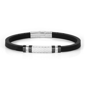 노미네이션 팔찌 CITY (시티) bracelet in steel, rubber and 2 cz with PVD finish (Black) 028806/015