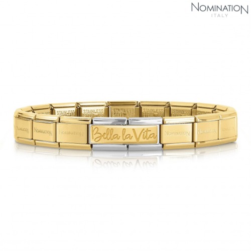 노미네이션 팔찌 BELLA LA VITA (벨라라비타) Composable Bracelet with double link in yellow Gold 039284/20