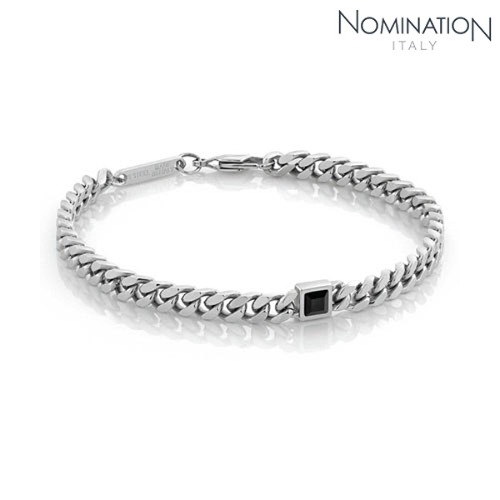 노미네이션 팔찌 BOND (본드) Bracelet in stainless steel and stone SMALL (ONYX) 021941/012
