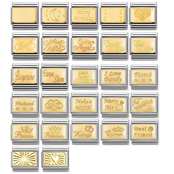 노미네이션 COMPOSABLE Classic ENGRAVED SIGNS in stainless steel with 18k gold 030121 (택1)