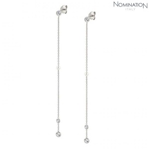 노미네이션 귀걸이 BELLA (벨라) 925 silver earrings Cubic Zirconia and Pearls (LONG) (Silver) 142663/010