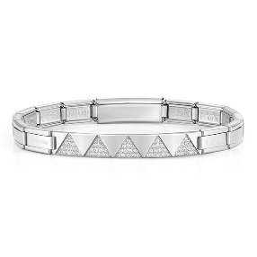 노미네이션 팔찌 TRENDSETTER NEW YORK (트렌드세터뉴욕) bracelet in Stainless Steel and CZ Triangles (Steel) 021140/001
